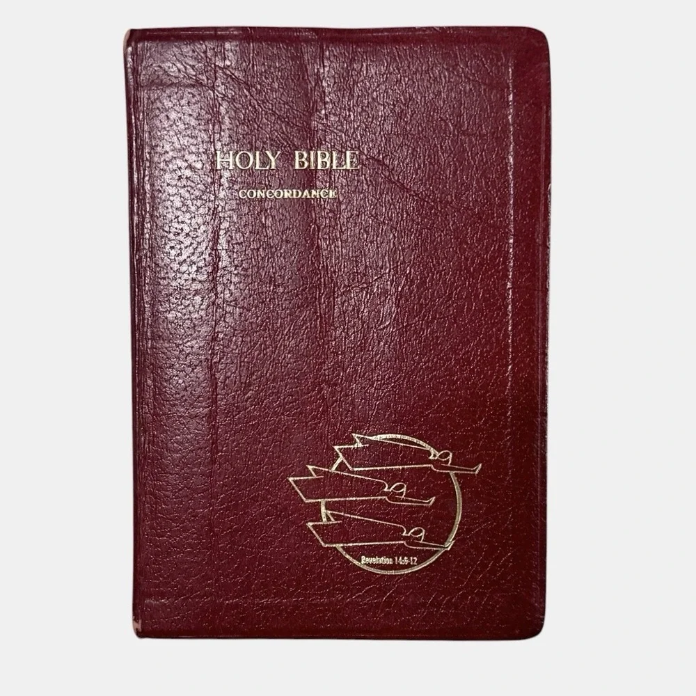 Holy Bible World KJV Red Letter Edition Genuine Leather Concordance Vintage 1976